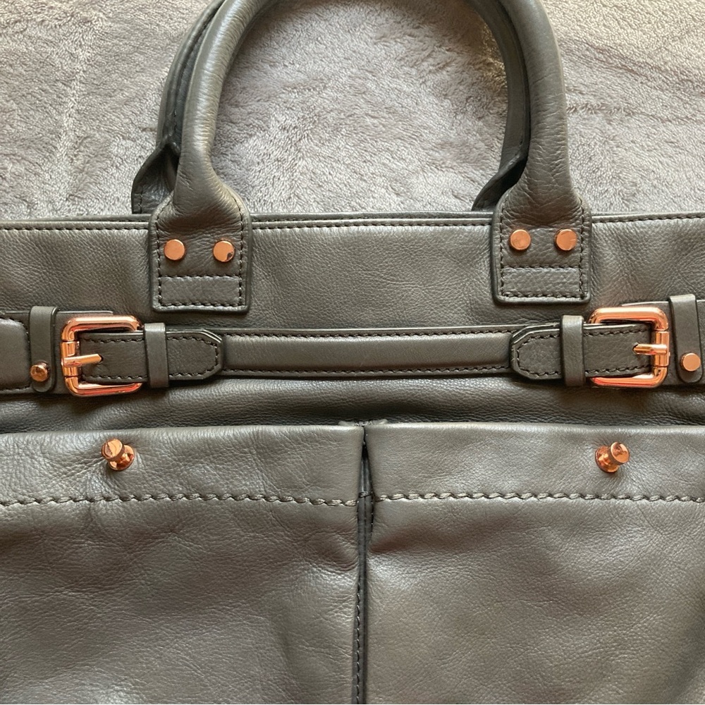 Kooba Kira Leather Tote Bag in Grey with Copper Accents - Missing Strap - Picture 12 of 16